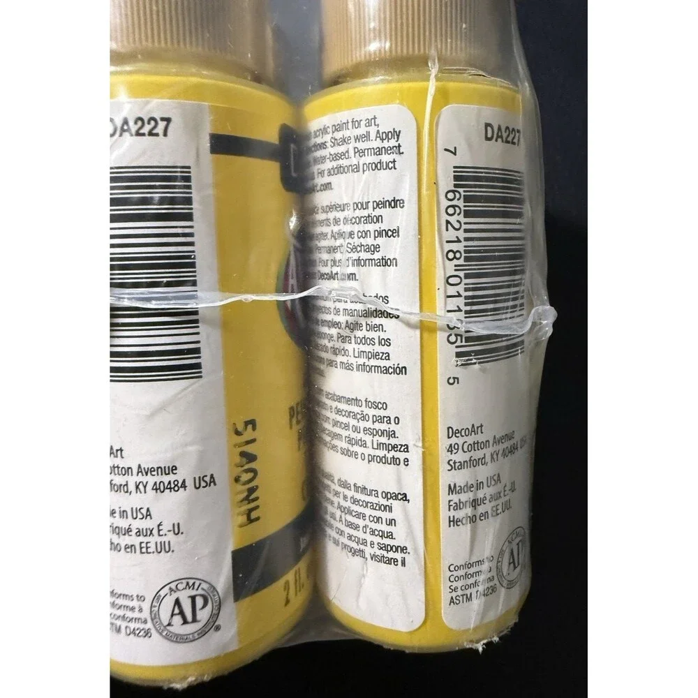 DecoArt Americana Acrylic Paint 2oz- 6 Pack - Bright Yellow NEW Sealed